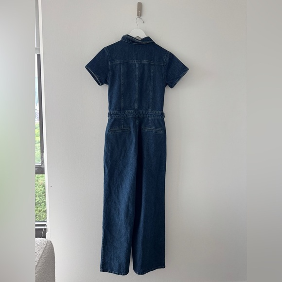 GOOD AMERICAN Fit For Success Pleated Wide Leg Denim Jumpsuit S - Picture 6 of 8